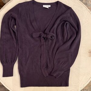 VTG Newport News Soft Cozy Classic Deep Purple V-Neck Tie-Front Sweater - XS